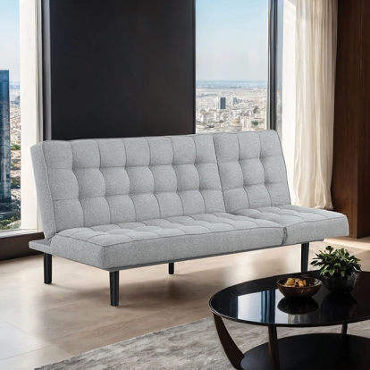 Furniture Of America Naperville Contemporary Light Gray Futon Sofa Model FM2802LG-CHAISE