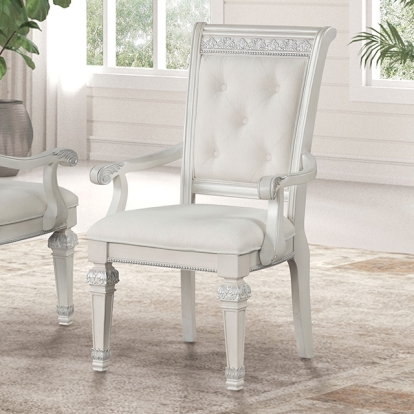 Furniture Of America Stella Mia Traditional Ivory Arm Chair (2/Ctn) Model FM31000WH-AC-2PK