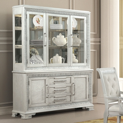 Furniture Of America Stella Mia Traditional Ivory Hutch Buffet Model FM31000WH-HB-SET