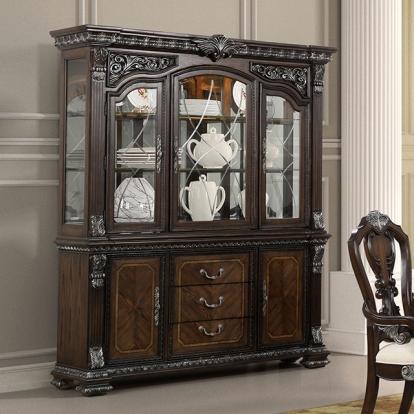 Furniture Of America Promenade Traditional Dark Brown Hutch And Buffet Model FM31002DB-HB-SET