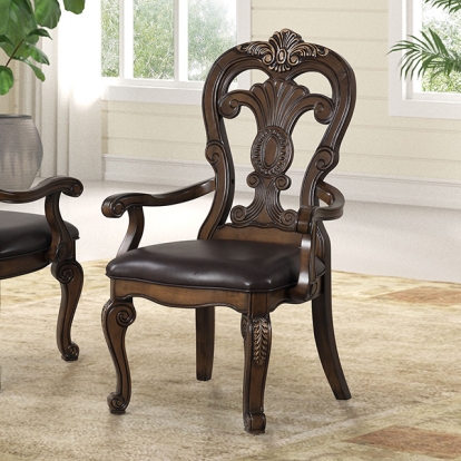 Furniture Of America Leovanni Traditional Dark Brown Arm Chair (2/Ctn) Model FM31003DB-AC-2PK