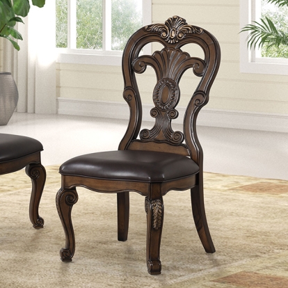 Furniture Of America Leovanni Traditional Dark Brown Side Chair (2/Ctn) Model FM31003DB-SC-2PK