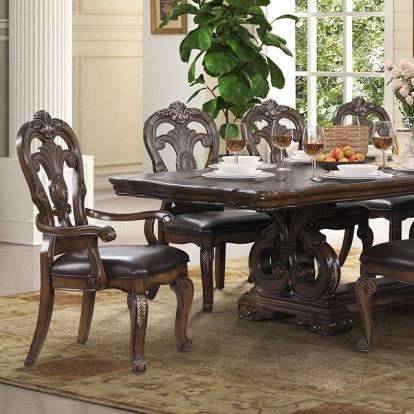 Furniture Of America Leovanni Traditional Dark Brown Dining Table Model FM31003DB-T-TABLE