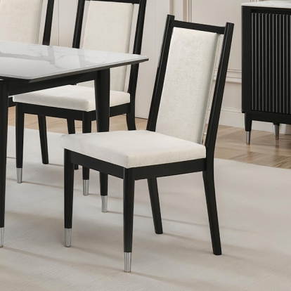 Furniture Of America Maidstone Contemporary Black/White Side Chair (2/Ctn) Model FM32001BK-SC-2PK