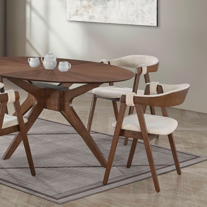 Furniture Of America Ebikon Mid-Century Modern Walnut Oval Dining Table Model FM3211WN-T-TABLE