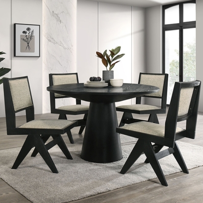 Furniture Of America Tottenham Contemporary Black 48" Round Dining Table Model FM3222BK-RT-48-TABLE