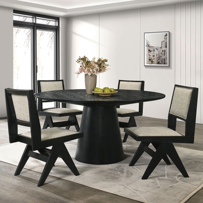Furniture Of America Tottenham Contemporary Black 59" Round Dining Table Model FM3222BK-RT-59-TABLE