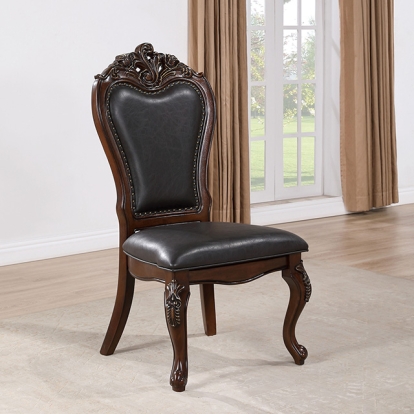 Furniture Of America Manzanita Traditional Dark Cherry/Black Side Chair Model FM3261CH-SC-2PK