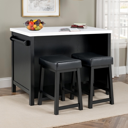 Furniture Of America Albergo Transitional Black/White 3 Pc Bar Table Set Model FM34003BK-BT-3PK