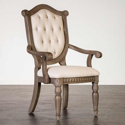 Furniture Of America Seven Oaks Traditional Weathered Oak/Beige Arm Chair (2/Ctn) Model FM3418AK-AC-2PK