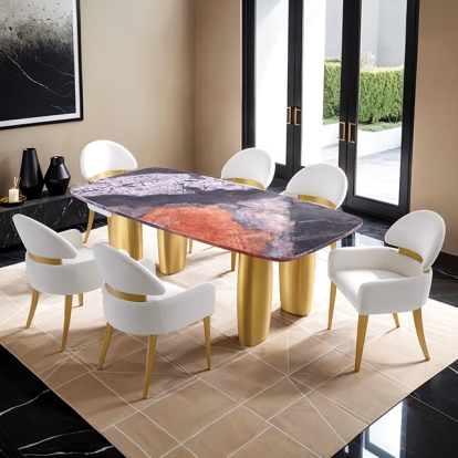 Furniture Of America Northolt Contemporary Black/Gray/Matte Gold Dining Table Model FM37004GY-T-TABLE
