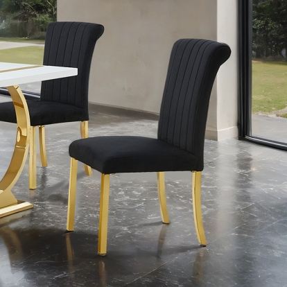 Furniture Of America Holstebro Contemporary Gold/Black Side Chair (2/Ctn) Model FM37007GB-SC-2PK