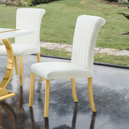 Furniture Of America Holstebro Contemporary Gold/White Side Chair (2/Ctn) Model FM37007GW-SC-2PK