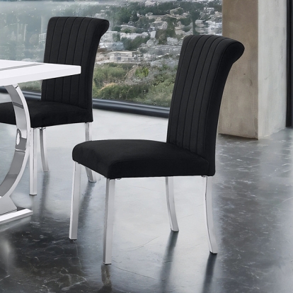 Furniture Of America Holstebro Contemporary Silver/Black Side Chair (2/Ctn) Model FM37007SB-SC-2PK