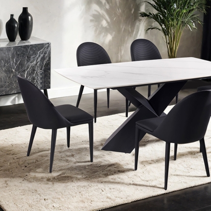 Furniture Of America Lenvik Contemporary Black/White Dining Table Model FM3700BK-T-TABLE