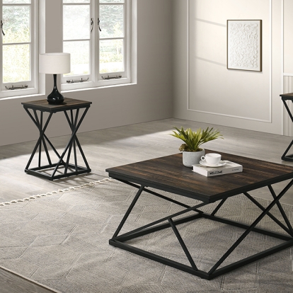 Furniture Of America Borup Rustic Dark Brown/Black 3 Pc. Table Set Model FM42902DB-3PK-END TABLE