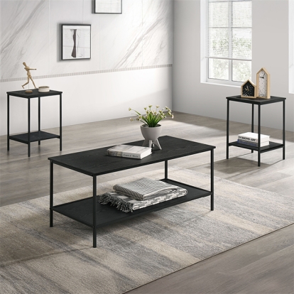 Furniture Of America Pallas Rustic Black 3 Pc. Table Set Model FM42903BK-3PK-END TABLE