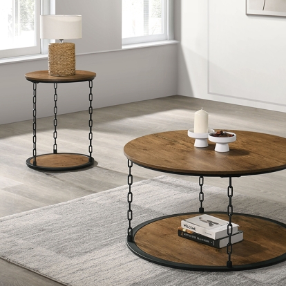 Furniture Of America Ophira Rustic Natural 3 Pc. Table Set Model FM42904NT-3PK-END TABLE