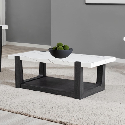 Furniture Of America Sundbry Modern Contemporary White/Black Coffee Table Model FM44010BK-C
