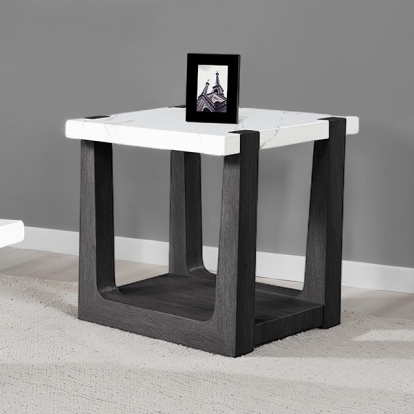 Furniture Of America Sundbry Modern Contemporary White/Black End Table Model FM44010BK-E