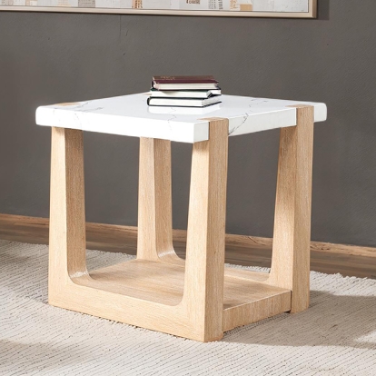 Furniture Of America Sundbry Modern Contemporary White/Natural End Table Model FM44010NT-E