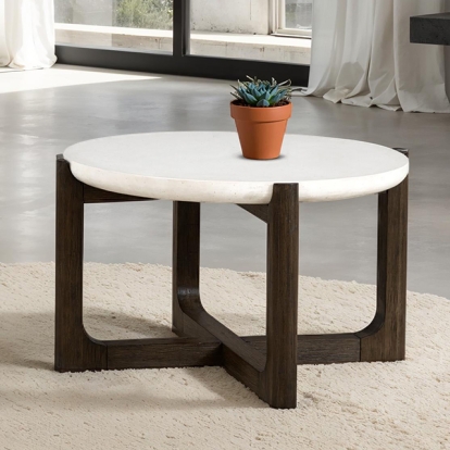 Furniture Of America Vellara Transitional Dark Walnut 25" Cocktail Table W/ Stone Top Model FM44020DW-CR-ST