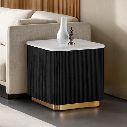 Furniture Of America Virden Contemporary Black/White/Gold Square End Table Model FM47000BK-ES