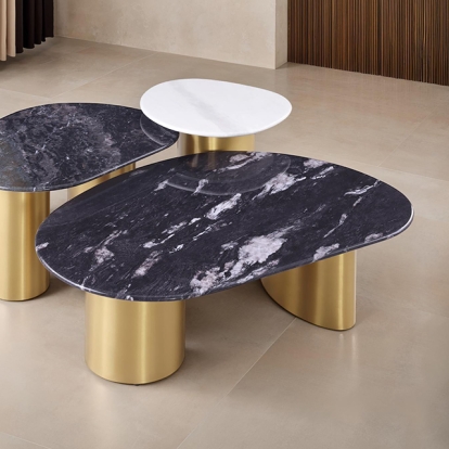 Furniture Of America Northwich Contemporary Black/Gray/Matte Gold Oval Coffee Table Model FM47006GY-CO-TABLE