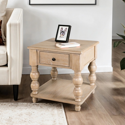 Furniture Of America Chesapeake Transitional Light White Wash Square End Table Model FM49000AK-E