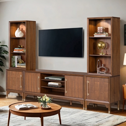 Furniture Of America Hepburne Mid-Century Modern Walnut Entertainment Center Model FM54000WN-TV-SET