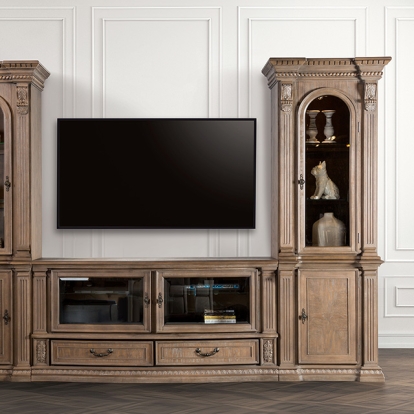 Furniture Of America Seven Oaks Traditional Weathered Oak Entertainment Center Model FM5418AK-TV-SET