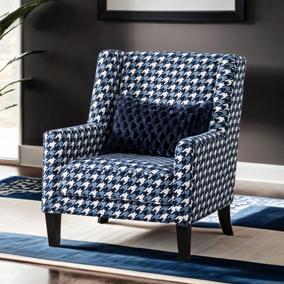 Furniture Of America Colindale Transitional Gray/Blue Accent Chair Model FM61111BL-CH-PT