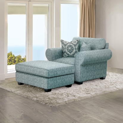 Furniture Of America Queensbury Transitional Teal Accent Chair Model FM61113TL-CH-PT