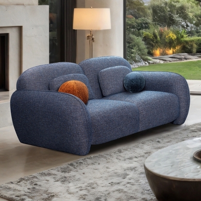 Furniture Of America Previti Contemporary Denim Blue Loveseat Model FM61117BL-LV