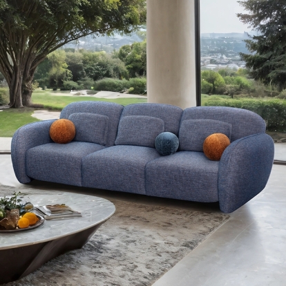 Furniture Of America Previti Contemporary Denim Blue Sofa Model FM61117BL-SF