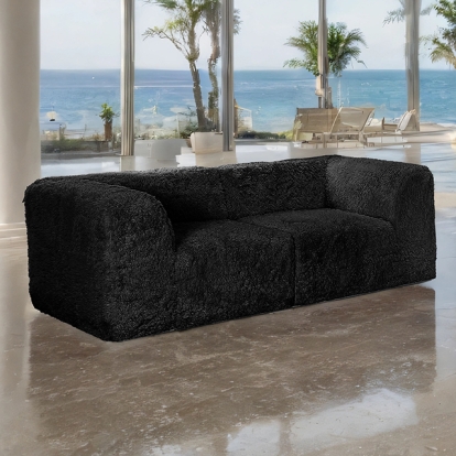 Furniture Of America Nappi Contemporary Black Loveseat (Compressed Foam) Model FM62102BK-LV-PK