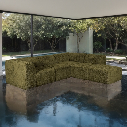 Furniture Of America Nappi Contemporary Olive Green L-Sectional (Compressed Foam) Model FM62102GR-SECT-B