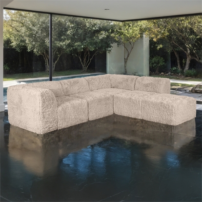 Furniture Of America Nappi Contemporary Taupe L-Sectional (Compressed Foam) Model FM62102TP-SECT-B