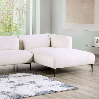 Furniture Of America Paderborn Contemporary Linen White Sectional, Right Chaise Model FM63002WH-SECT-R