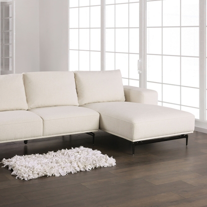 Furniture Of America Baerum Contemporary Linen White Sectional, Right Chaise Model FM63006WH-SECT-R