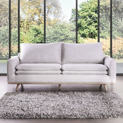 Furniture Of America Monthey Mid-Century Modern Oak/Light Gray Sofa Model FM63008OA-LG-SF