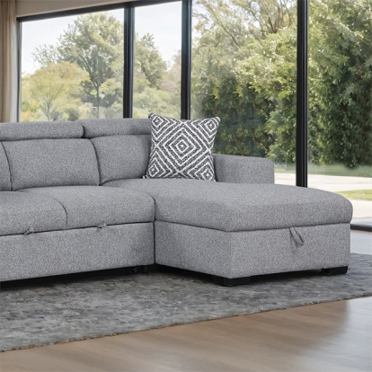 Furniture Of America Chatteris Contemporary Gray Sectional Model FM64000GY-SECT-R