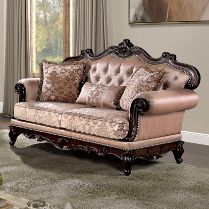 Furniture Of America Veracruz Traditional Dark Cherry/Light Brown Loveseat Model FM65002BR-LV