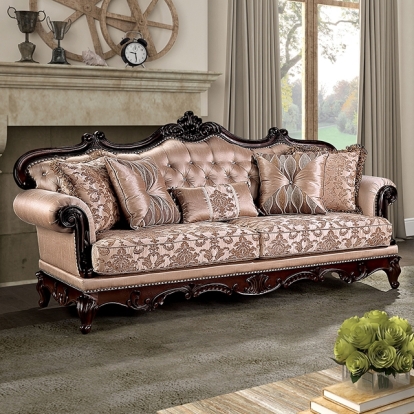 Furniture Of America Veracruz Traditional Dark Cherry/Light Brown Sofa Model FM65002BR-SF