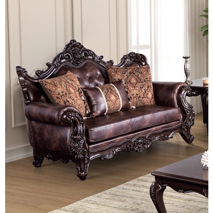 Furniture Of America Palencia Traditional Dark Cherry/Brown Loveseat Model FM65005BR-LV