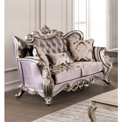 Furniture Of America Albacete Traditional Champagne/Purple Loveseat Model FM65006PR-LV