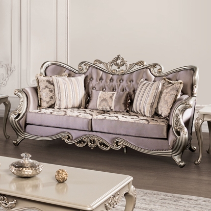 Furniture Of America Albacete Traditional Champagne/Purple Sofa Model FM65006PR-SF