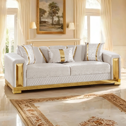 Furniture Of America Valdosta Glam Beige/Gold Sofa Model FM67001BG-SF