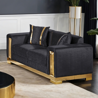 Furniture Of America Valdosta Glam Black/Gold Loveseat Model FM67001BK-LV