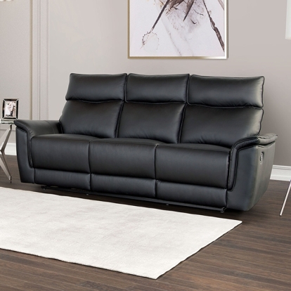 Furniture Of America Bienne Transitional Black Sofa Manual Recliner Model FM69002BK-SF-M
